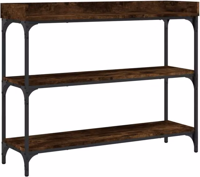 Berkfield Home Console Table with Shelves in Smoked Oak Brown, W/D/H: 100 x 30 x 80 cm – 1