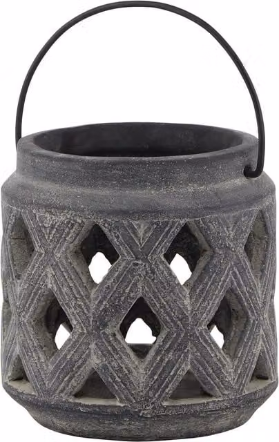 Love Lace Amalfi Grey Lattice Concrete Tealight Lantern