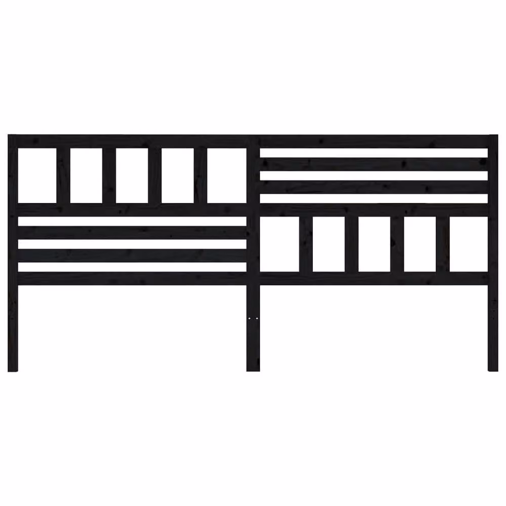 Berkfield Home Black Rustic Solid Pine Wood Bed Headboard W: 206 cm, D: 4 cm, H: 100 cm – 3