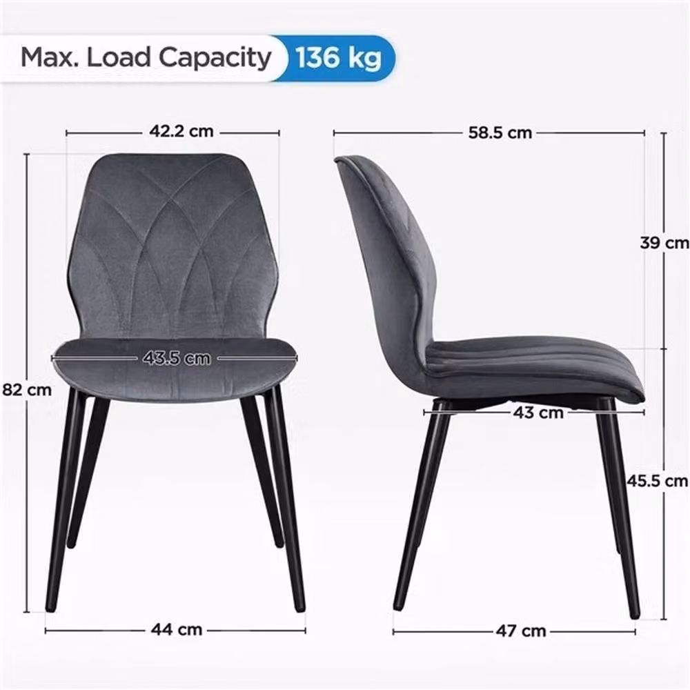 KORVIXA Set of 2 Modern Grey Velvet Dining Chairs – 2