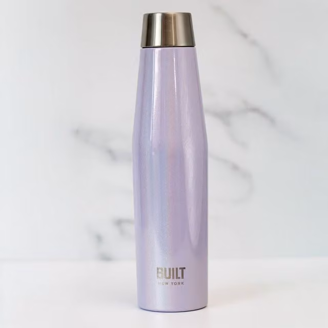 BUILT Apex 540ml Vacuum Insulated Stainless Steel Water Bottle in Iridescent Lilac Pink