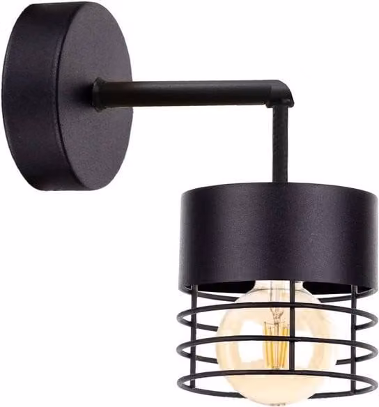 Netlighting Elle Black Metal Cylinder Wall Lamp, Dimmable, E27, 12 cm