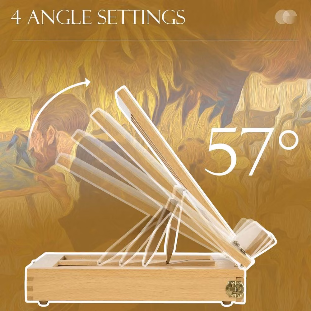 Kelvenix Portable Folding Wooden Sketchbox Easel in Light Brown Beechwood – 2