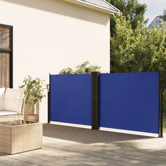 Berkfield Home Retractable Single Side Awning in Blue, W/D/H: 100 x 600 cm – 1