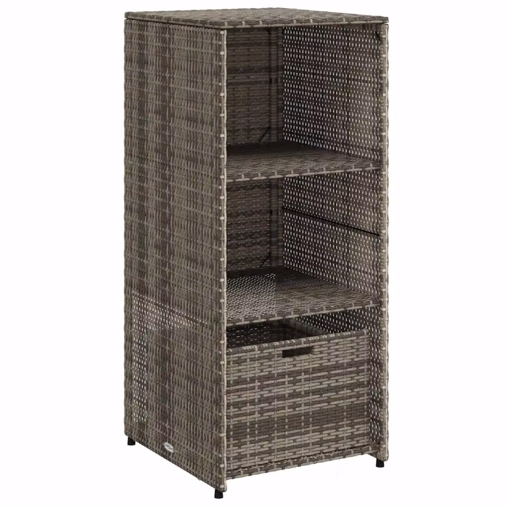 Berkfield Home Grey Poly Rattan and Steel Freestanding Garden Storage Cabinet with Doors and Drawers W/D/H: 50 x 55 x 115 cm – 2