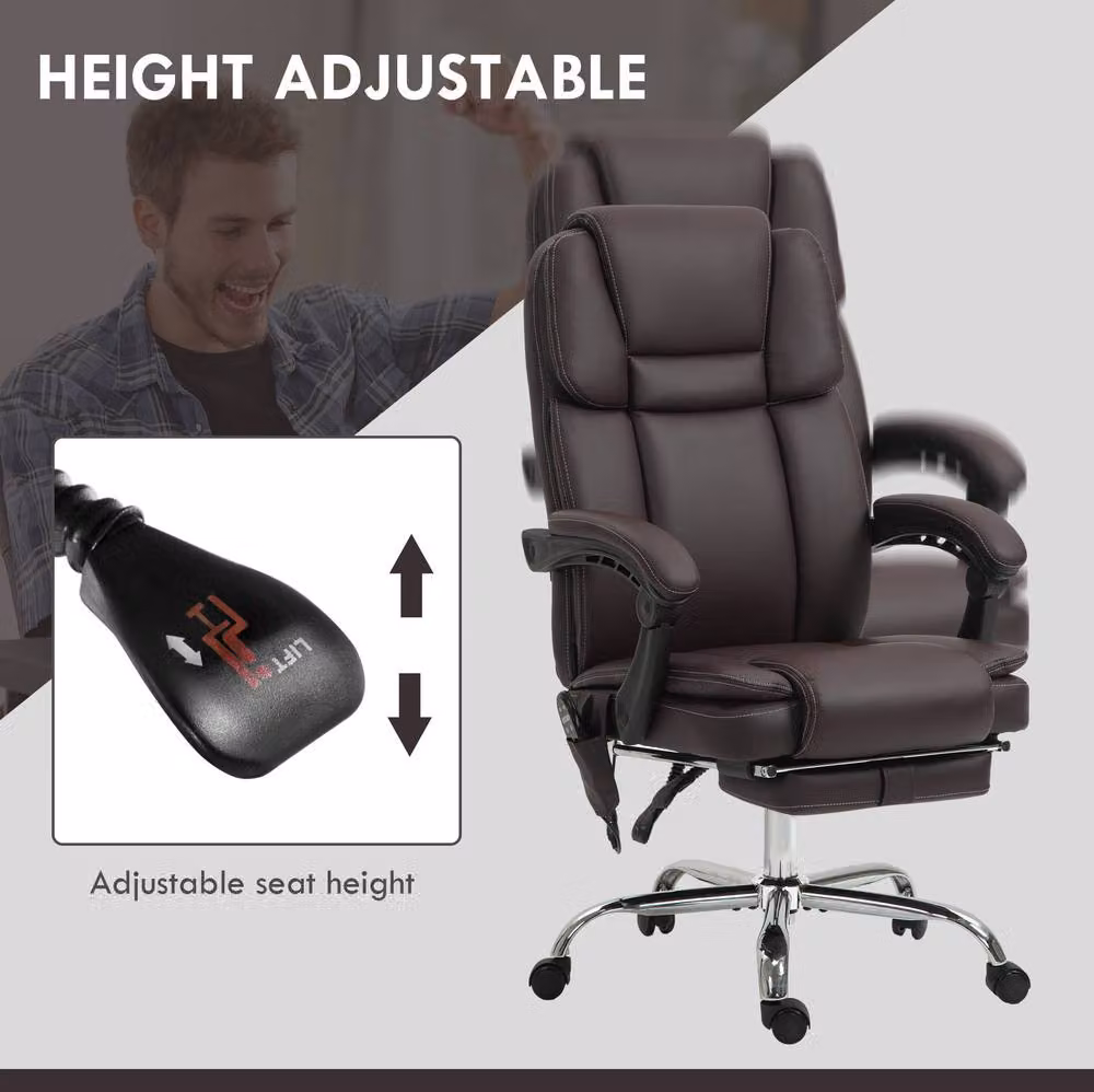 STILVORA Brown Synthetic Leather Executive Office Chair with Headrest and Armrests – 5