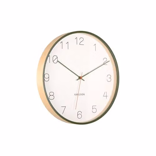 Karlsson Joy Round Wood Wall Clock in Green and White, Diameter: 40 cm