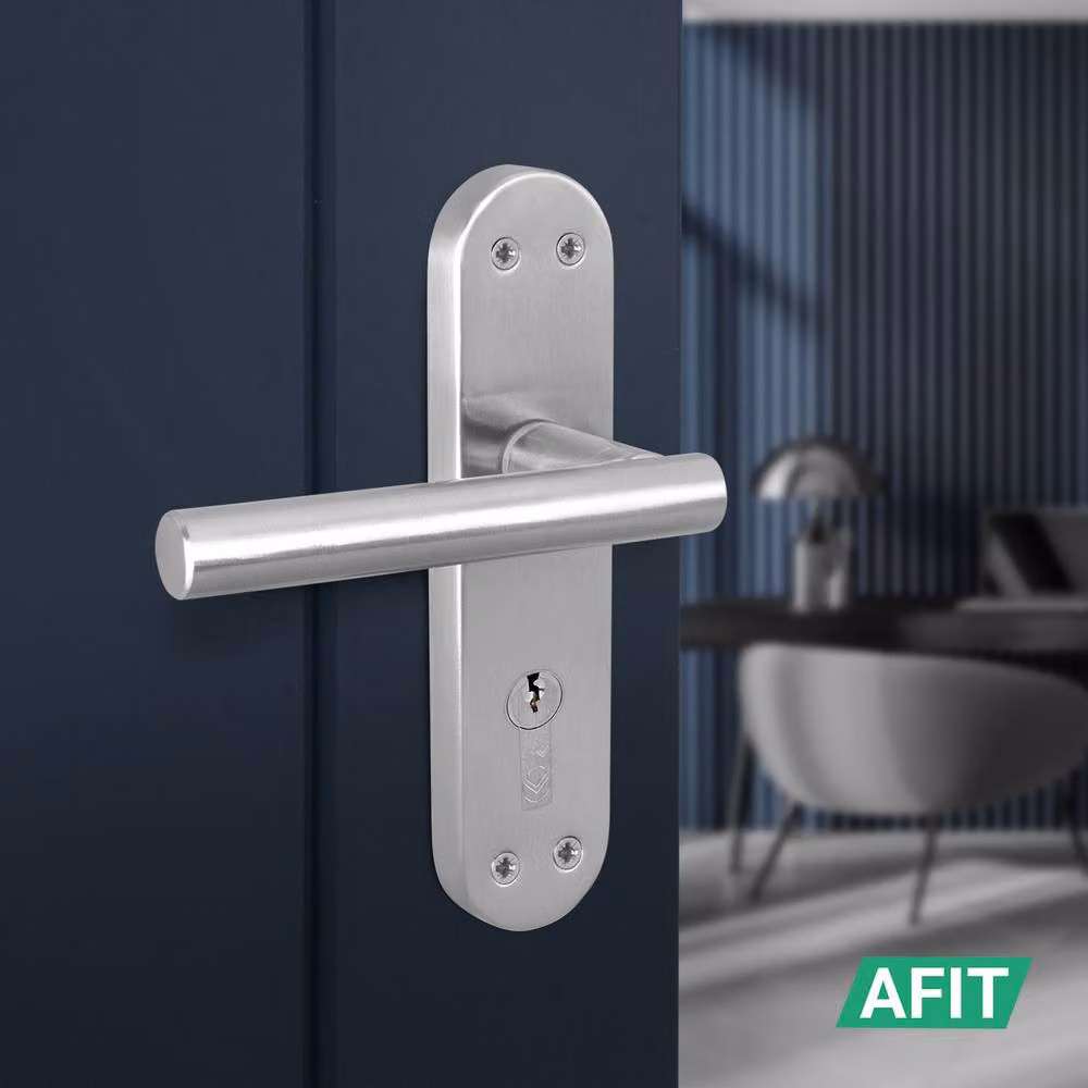 AFIT Satin Nickel Euro T-Bar Backplate Internal Door Handles, 1 Pair, Silver, W/D/H: 15 x 15 x 1.5 cm – 3