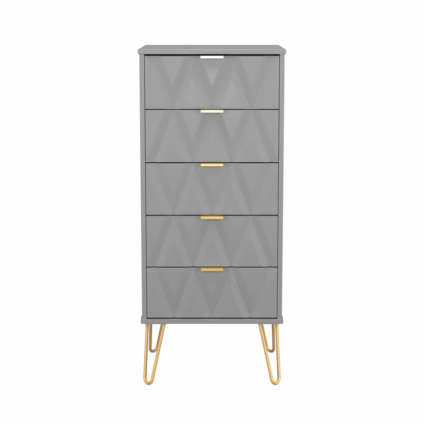 Ready Assembled 2 U Dallas 5 Drawer Tall Bedside Chest in Grey and Gold – 2