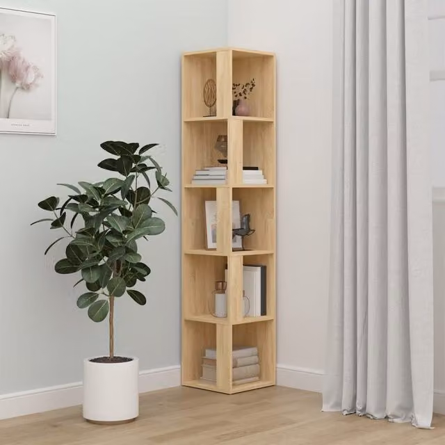 Berkfield Home Sonoma Oak Corner Cabinet in Brown, W/D/H: 33 x 33 x 164.5 cm