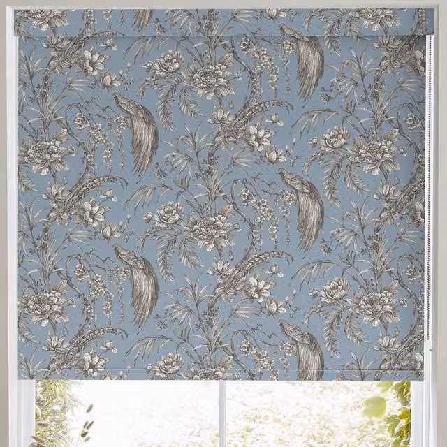 Terrys Catalan Translucent Made to Measure Roller Blind Sky Blue Floral Polyester