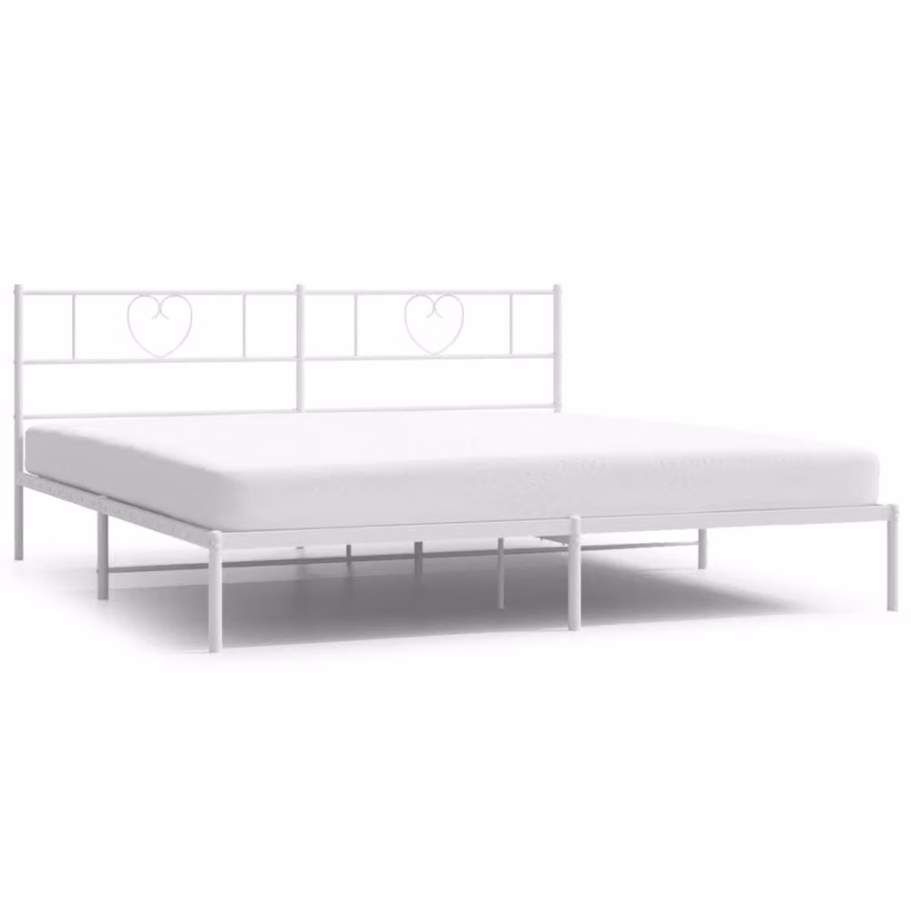 Berkfield Home Metal Bed Frame with Headboard in White, W/D/H: 180 x 200 cm – 2