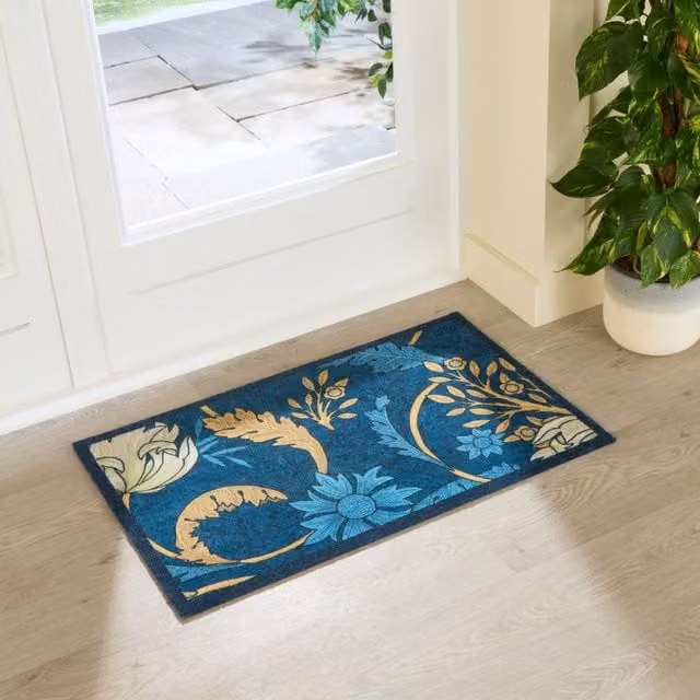 Artsy Mats William Morris Blue Floral Washable Non-Slip Indoor Doormat W: 80 cm, D: 50 cm – 1