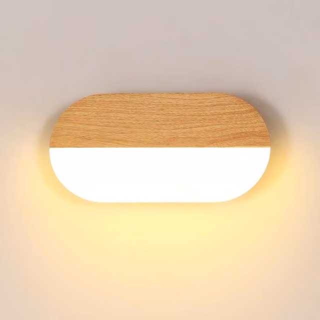 COMELY Modern 7W LED Wooden Indoor Wall Light with Acrylic Design in Brown and White
