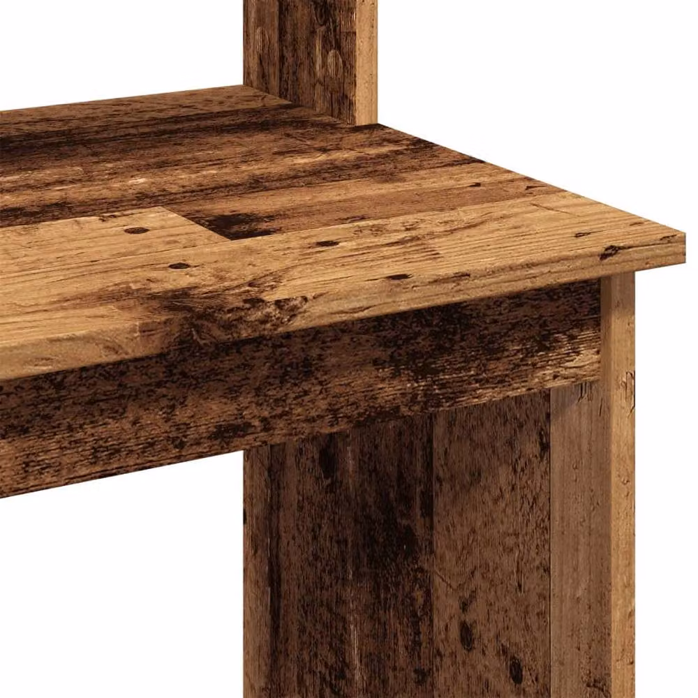 Berkfield Home Writing Desk with Shelves in Old Wood Brown, W/D/H: 102 x 45 x 148 cm – 4