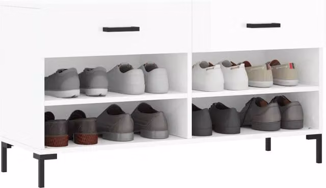 Berkfield Home High Gloss White Shoe Bench W/D/H: 102 x 35 x 55 cm