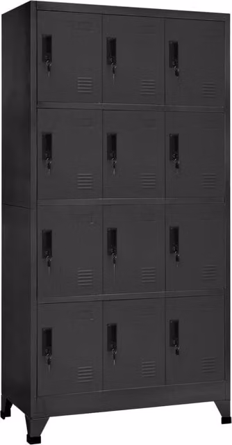 Berkfield Home Locker Cabinet in Anthracite and Black Steel, W/D/H: 90 x 45 x 180 cm