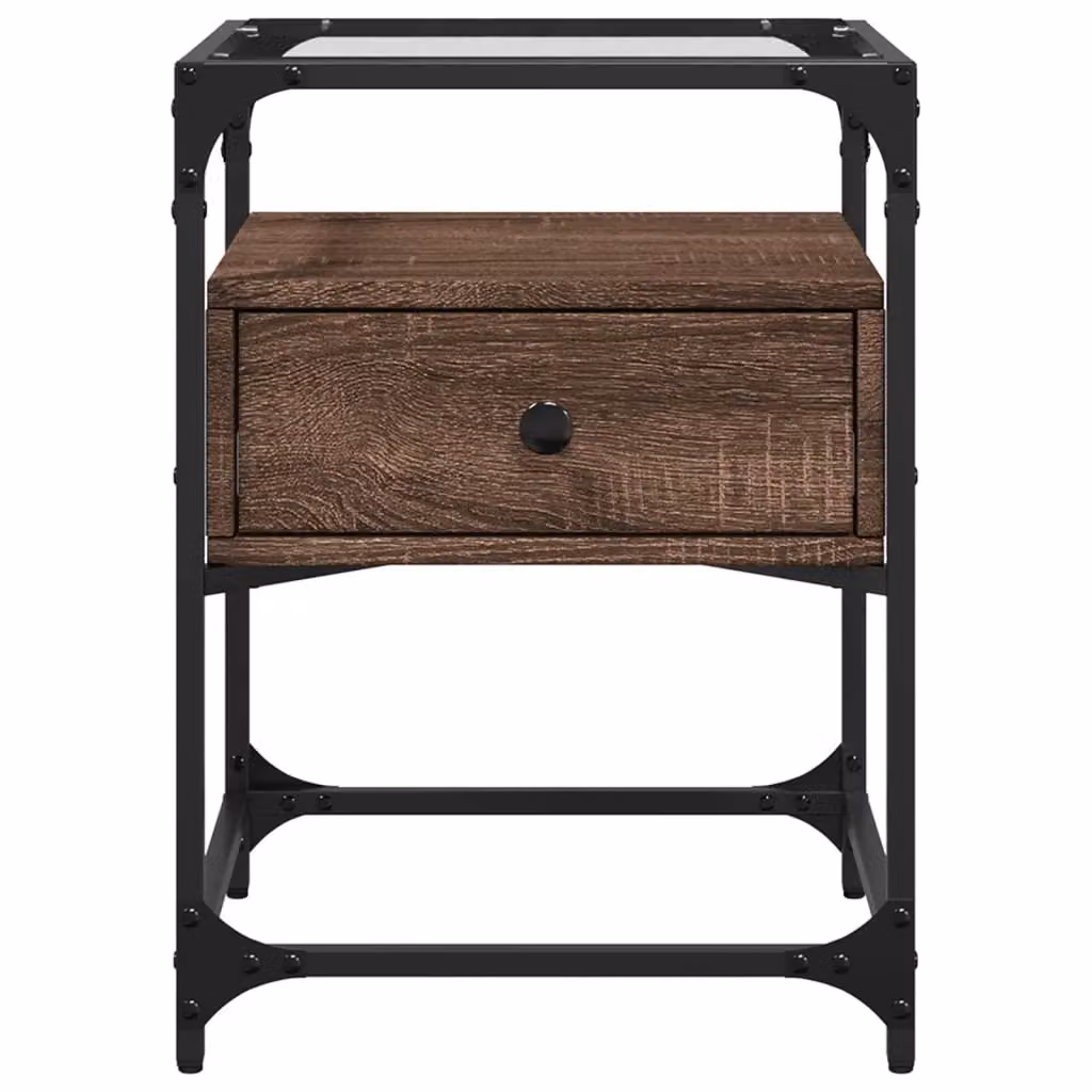 Berkfield Home Bedside Cabinet in Brown Oak, W/D/H: 40 x 40 x 55 cm – 4