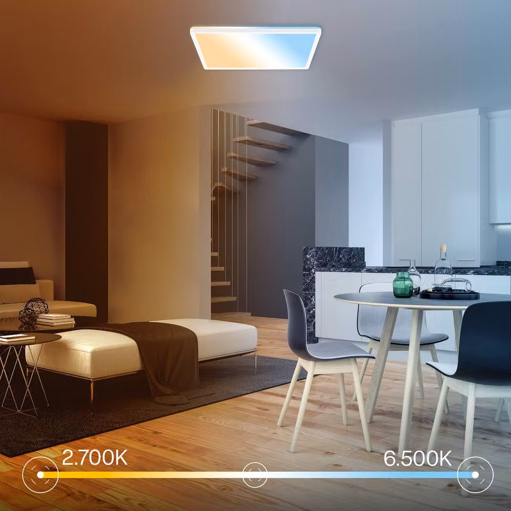 B.K.Licht White LED Slim Ceiling Panel Light with Remote Control, Dimmable CCT, IP44, W/D/H: 42 x 42 x 3 cm – 2