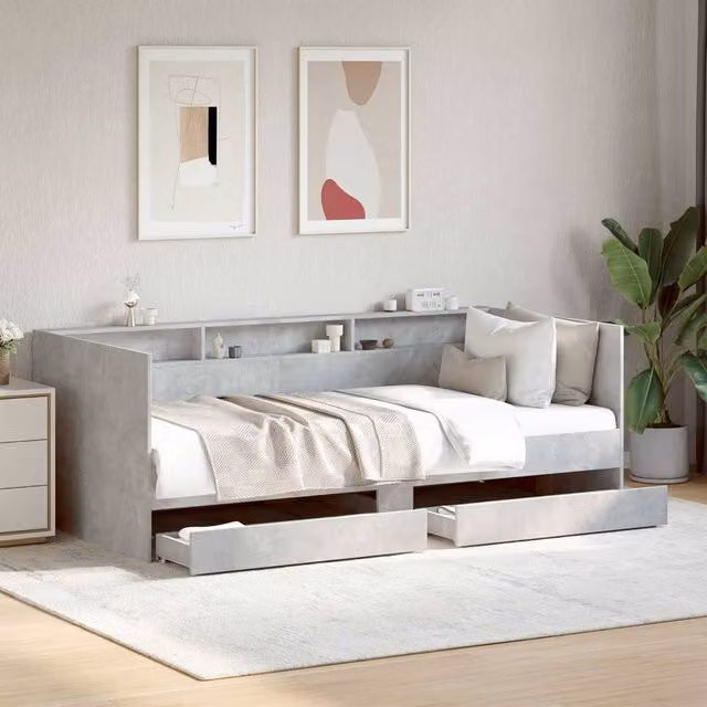 Berkfield Home Minimalist Bed Frame with Storage Drawers in Grey, W/D/H: 80 x 200 cm – 1