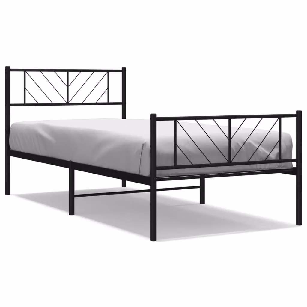 Berkfield Home Metal Bed Frame with Headboard and Footboard in Black, W: 107 cm, L: 203 cm – 2