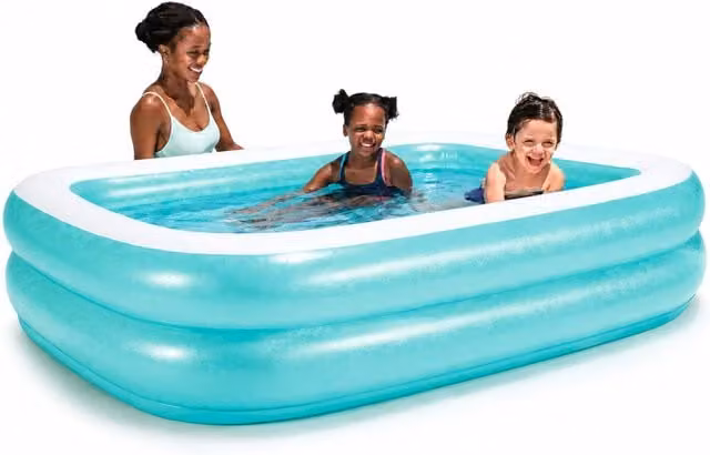Bestway Rectangular Inflatable Family Paddling Pool in Green, Blue and Turquoise, W/D/H: 201 x 150 x 51 cm