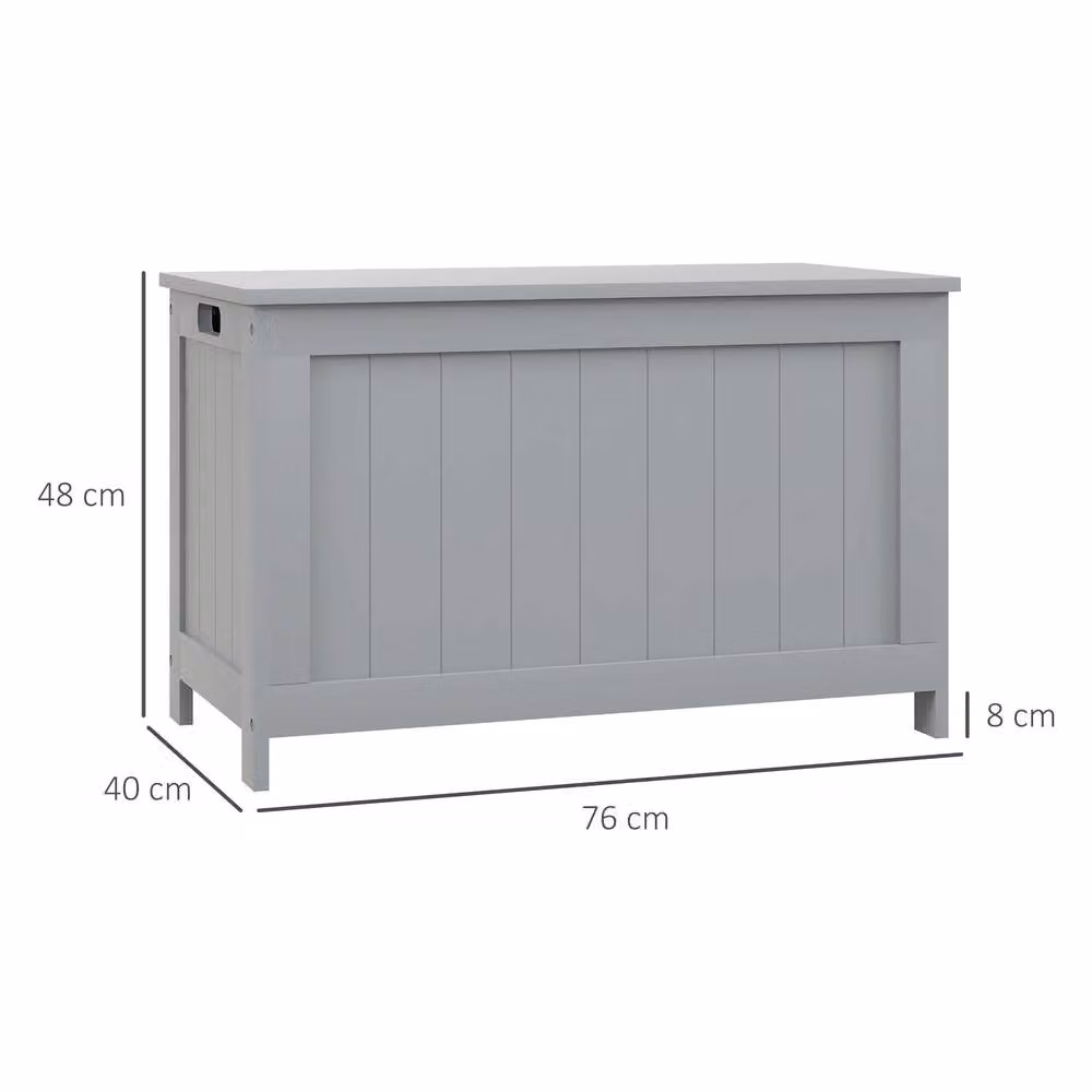 STILVORA Toy Box with Safety Hinges and Side Handles in Grey – 3