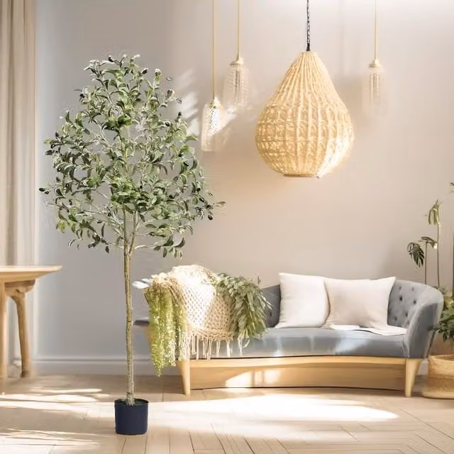 FURNOS 152 cm Tall Green Artificial Decorative Olive Tree