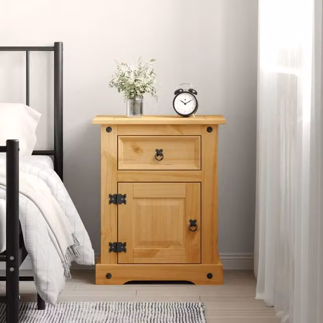 Berkfield Home Corona Range Mexican Pine Bedside Cabinet in Brown, W: 53 cm, D: 39 cm, H: 66 cm – 1