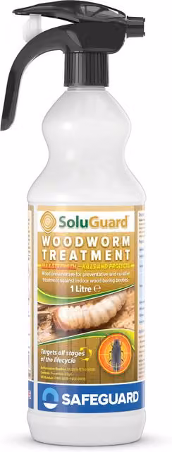 SoluGuard Water Based Woodworm Treatment Ready for Use, 1 l, Transparent