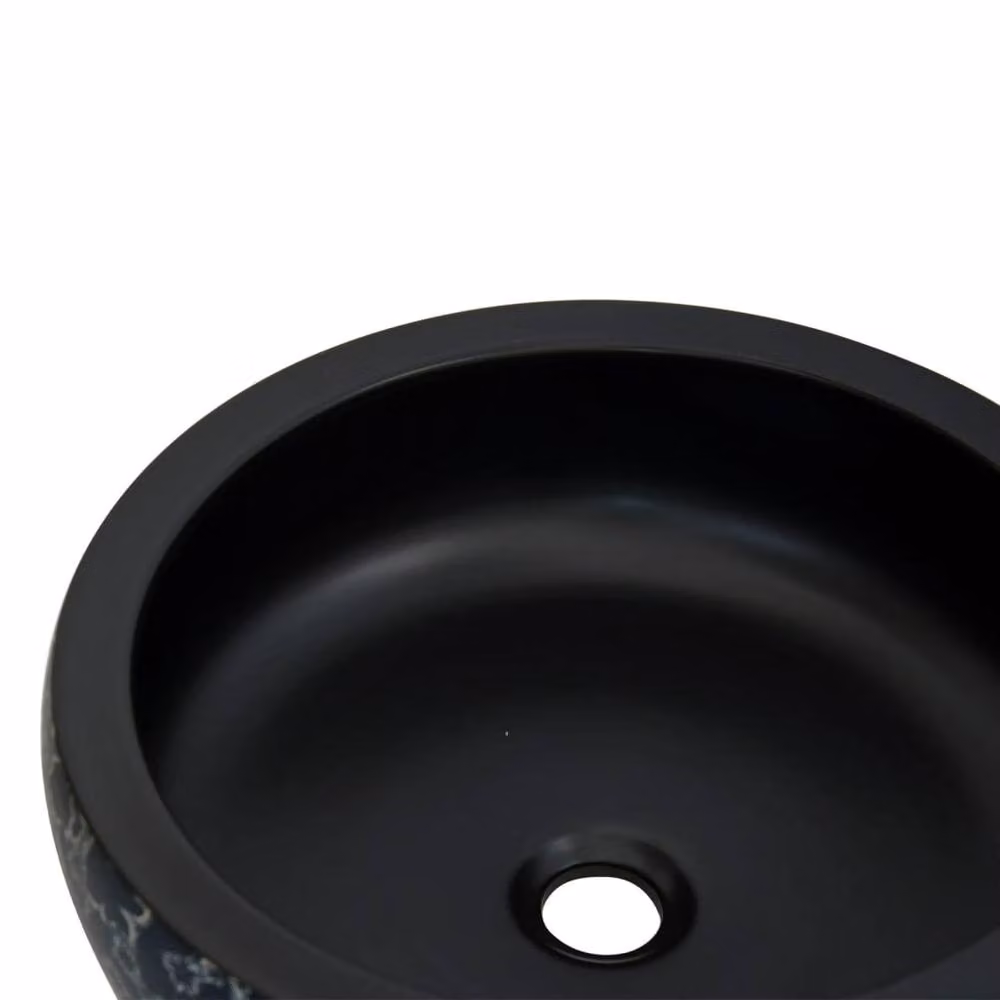 Berkfield Home Round Ceramic Countertop Basin in Black and Blue, Diameter: 41 cm, Height: 14 cm – 4