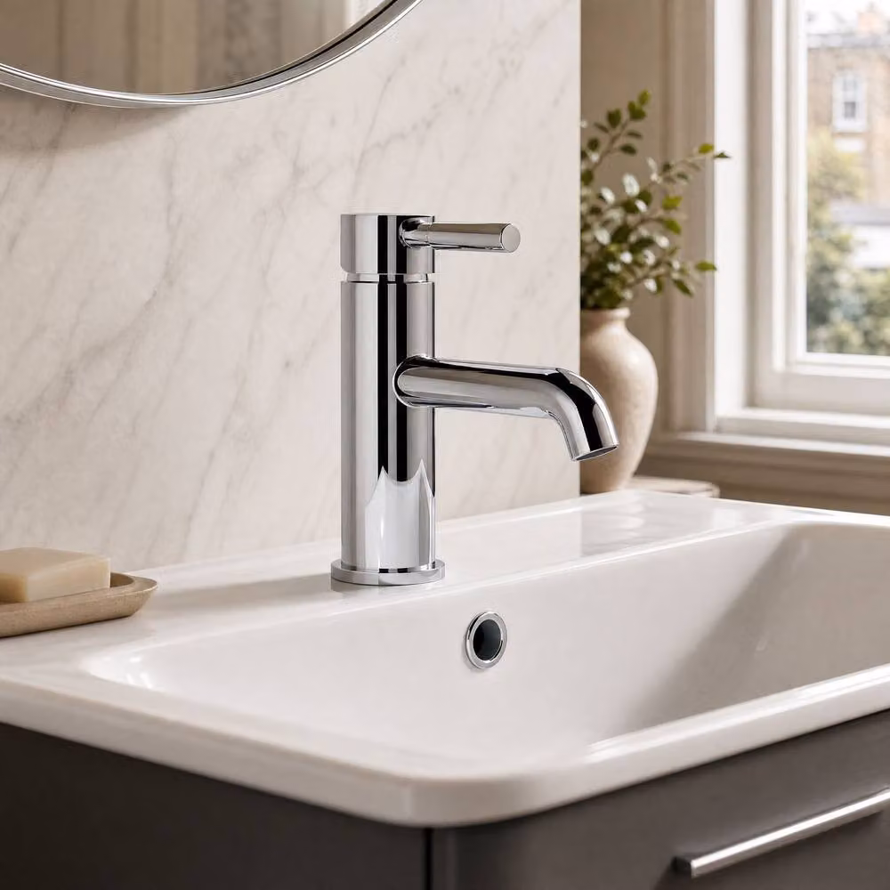 Balterley Tec Mono Basin Mixer Tap with Pop-Up Waste and Single Lever in Chrome Silver – 4