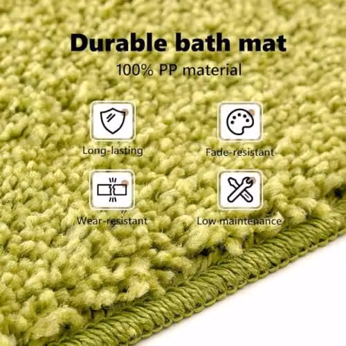 vidaXL Anti-slip Green Polyester Bath Mat, W: 60 cm, D: 90 cm – 2