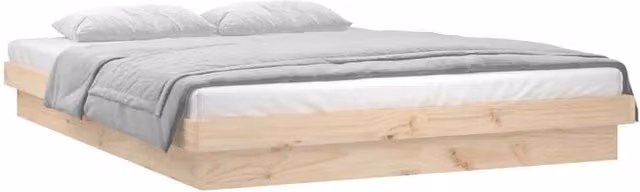 Berkfield Home Solid Wood LED Bed Frame with USB Charging Port, Brown, W: 140 cm, L: 190 cm