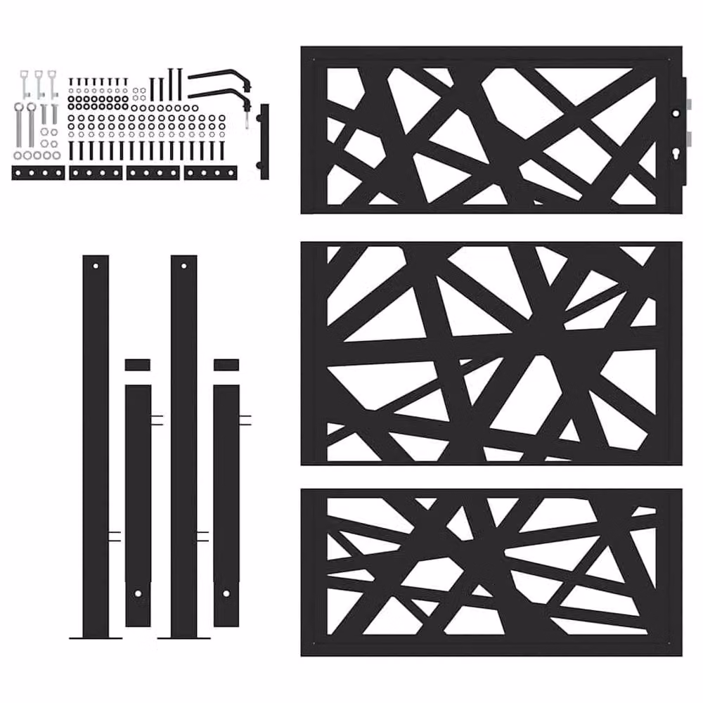 Berkfield Home Beautiful Garden Gate in Black Steel, W: 105 cm, H: 130 cm – 4