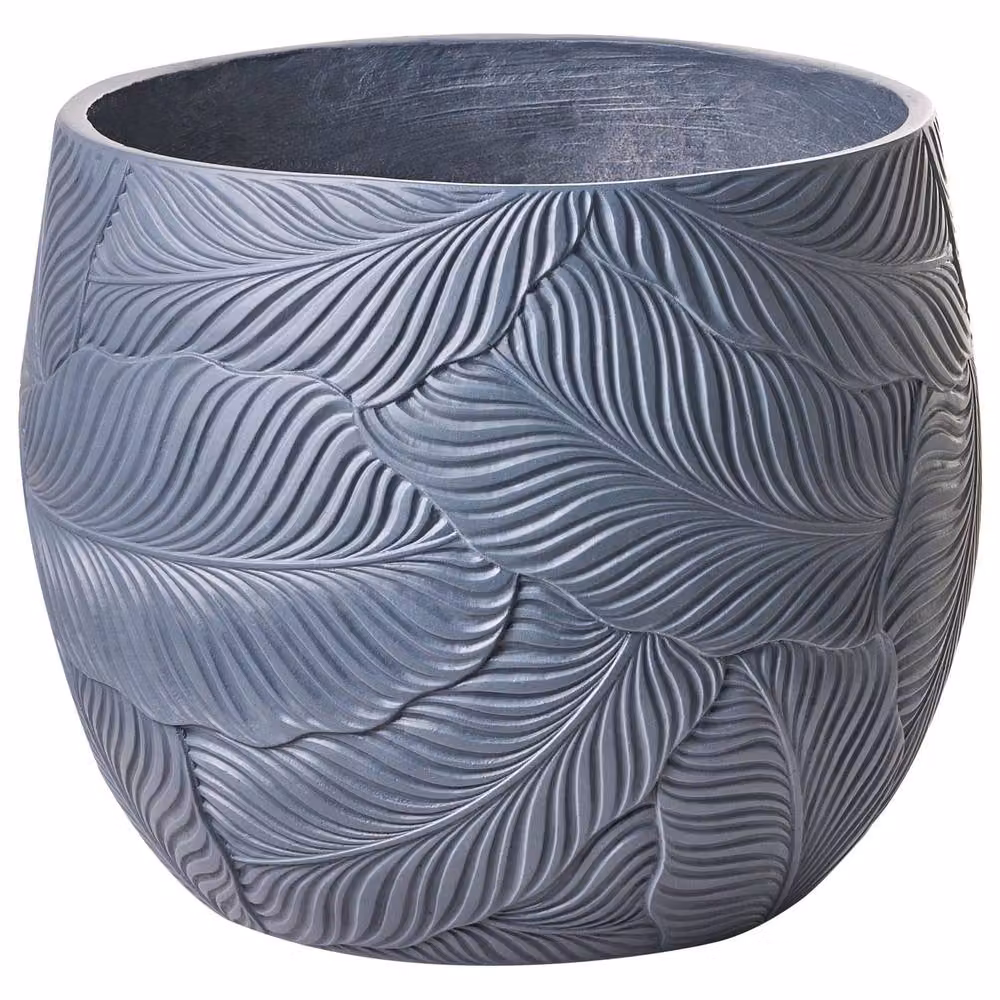 Wyld and Coco Grey Fibre Clay Leaf Pattern Planter Tub, 47 cm – 2