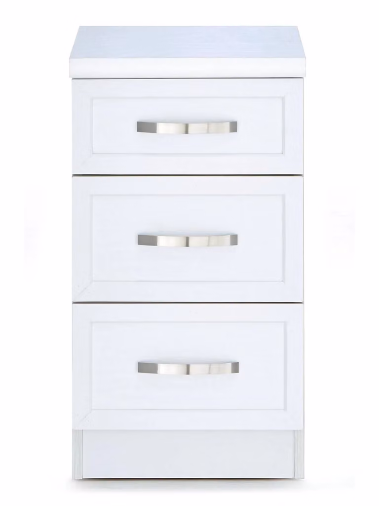 Camberley 3 Drawer Graduated Bedside Table in White Modern Bedroom Furniture
