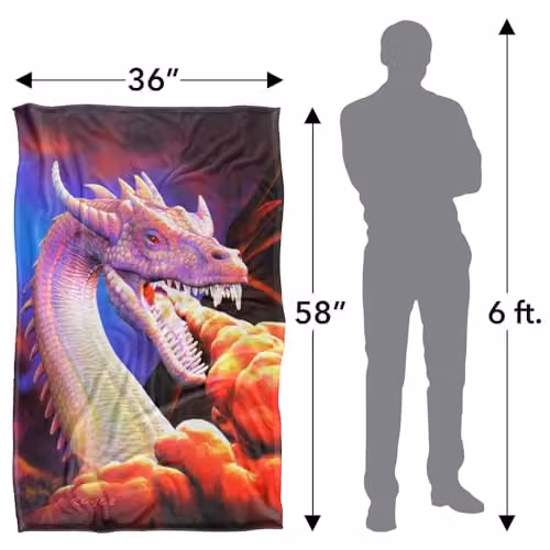 JQ Licensing Royce Mcclure Dragon Fire Silky Touch Super Soft Fleece Throw Blanket, Multicolour, W: 91 cm, D: 147 cm – 4