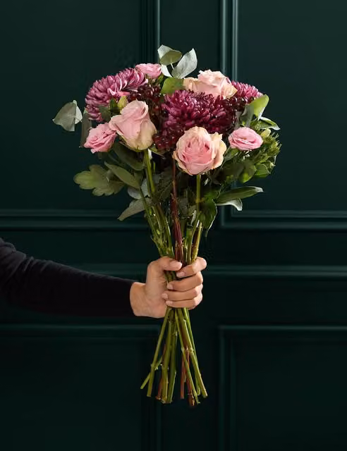 M&S Flower Market Organic Chrysanthemum Bloom Bouquet in Pink and Purple