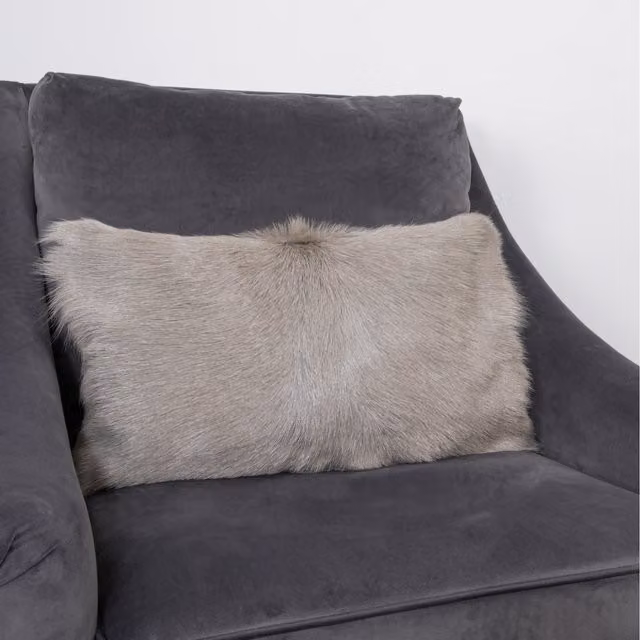 Native Natural Grey Lambskin Rectangular Cushion, Diameter: 30 cm