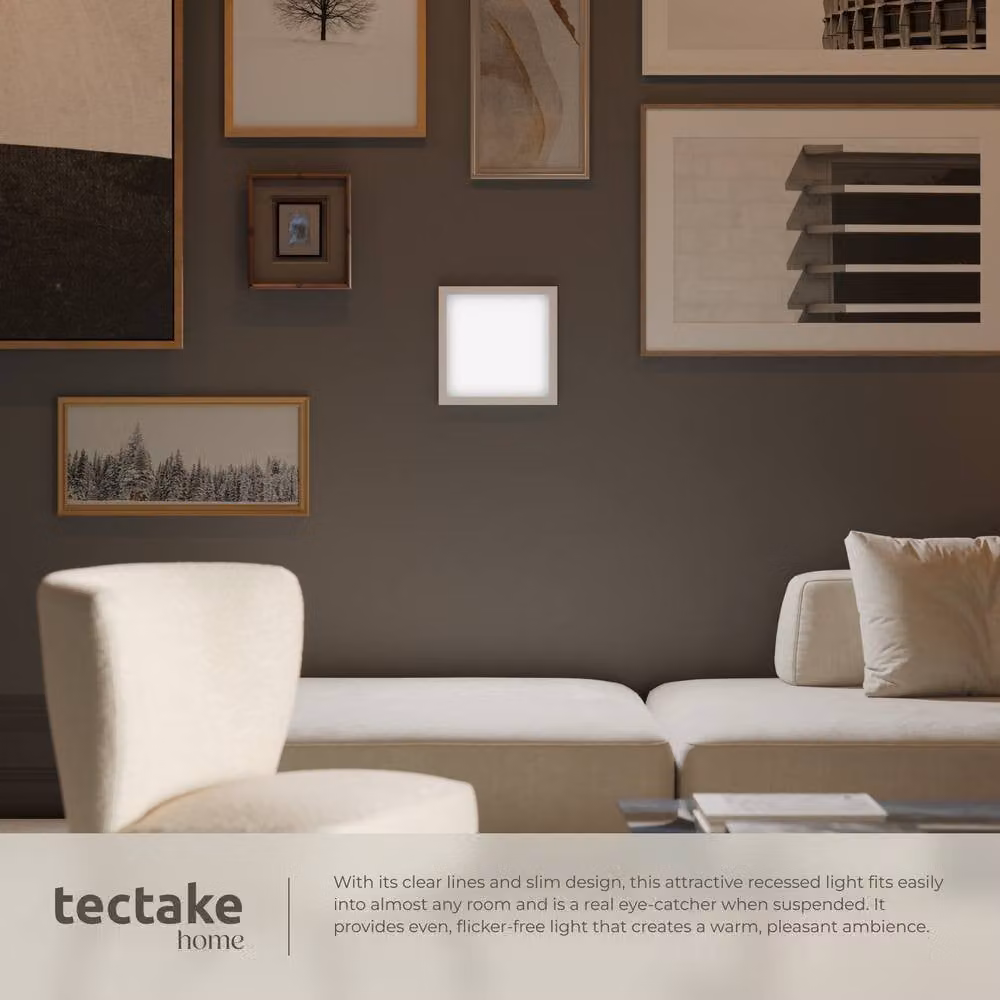 tectake Lucerna LED Panel Light in White, 14W Slim Design with Floating Backlight Effect, W/D/H: 29.5 x 29.5 x 1.0 cm – 3