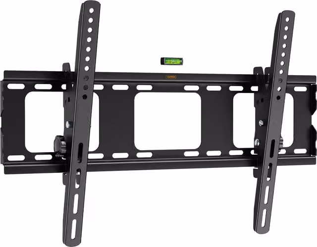 VonHaus Flat to Wall Tilting TV Wall Bracket with Spirit Level in Matt Black