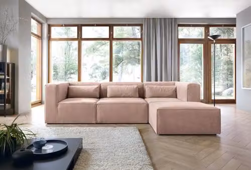 Abakus Direct Doris Armless Accent Chair Module in Pink Cord Chenille, W/D/H: 94 x 94 x 73 cm – 3