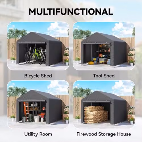 Outsunny Waterproof Garden Storage Shed in Dark Grey with Single Door and Gable Roof – 4