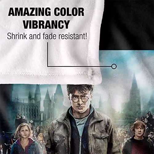 LOGOVISION Harry Potter Deathly Hallows Part 2 Poster Super Soft Fleece Blanket, Multicolour and White, W/D/H: 152 x 127 cm – 3
