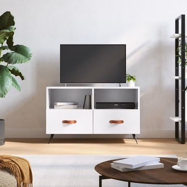 Berkfield Home Modern High Gloss White TV Cabinet W/D/H: 80 x 36 x 50 cm – 1
