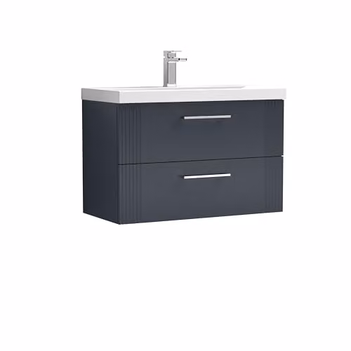Balterley Wall Hung 2 Drawer Bathroom Vanity Unit with Mid Edge Basin, Matt Dark Grey, W/D/H: 80.0 x 39.5 x 54.0 cm – 3