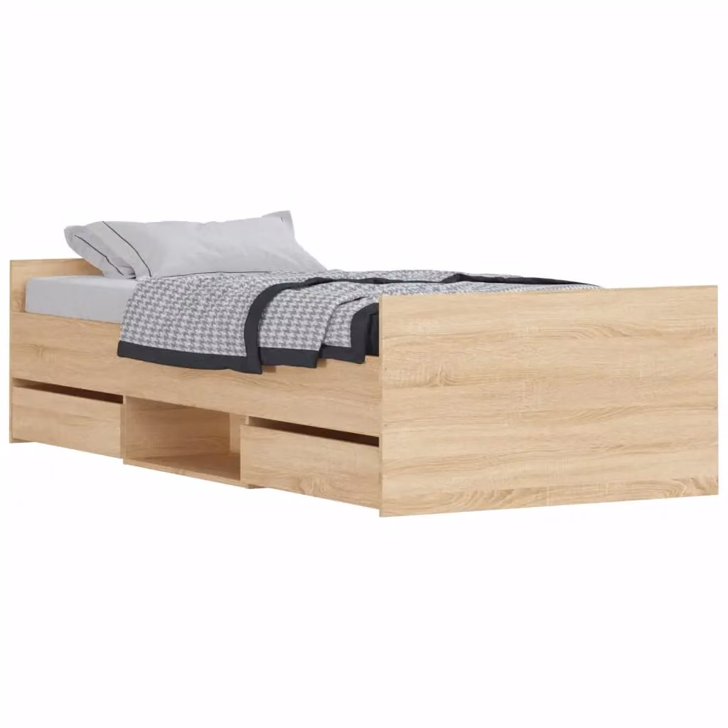 Berkfield Home Bed Frame with Headboard and Footboard in Sonoma Oak Brown, W/D/H: 100 x 200 cm – 2