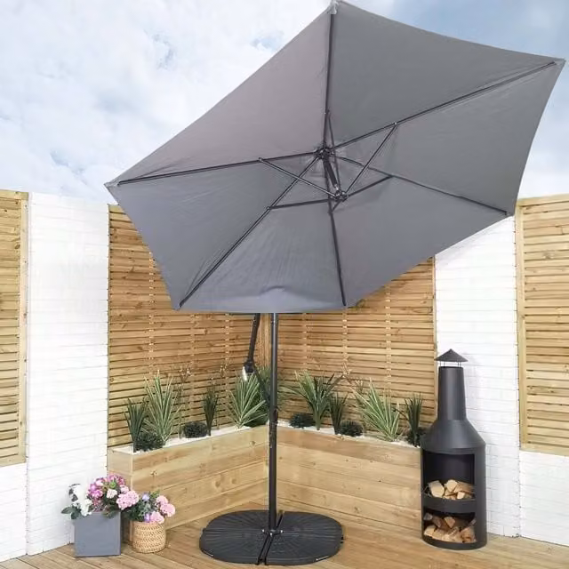 Samuel Alexander Grey Cantilever Parasol with Crank Handle and UV Protection