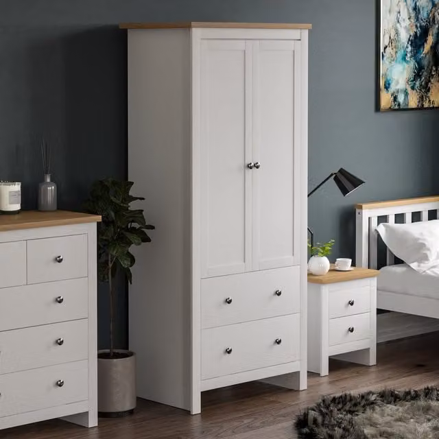 Vida Designs Modern White 2 Door 2 Drawer Wardrobe
